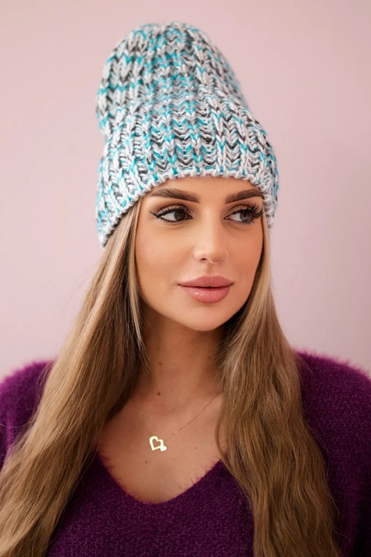 Dámská čepice Lora K312 tyrkysová+šedá UNI