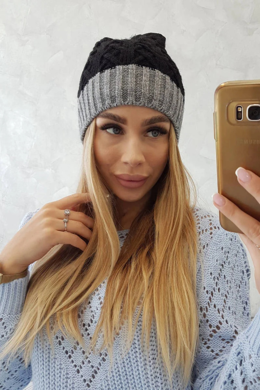 Fleecová čepice Bibiana K264 tmavě šedá+černá UNI