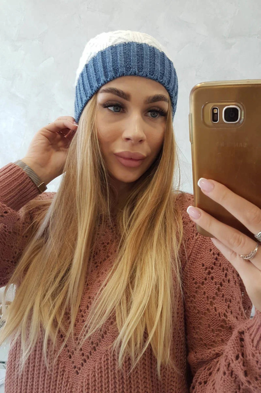 Fleecová čepice Bibiana K264 denim+white UNI