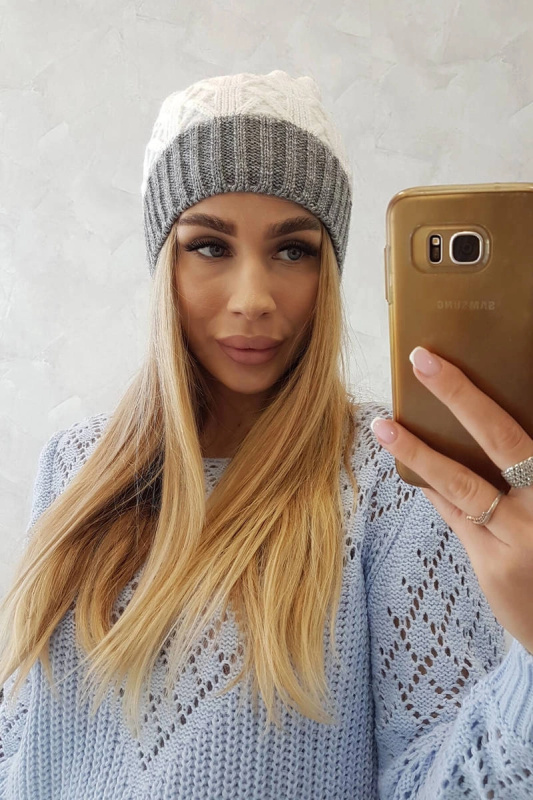 Fleecová čepice Bibiana K264 denim+white UNI