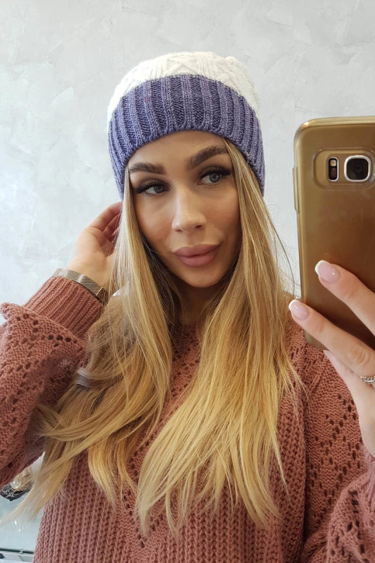 Bibiana fleecová čepice K264 fialová+bílá UNI