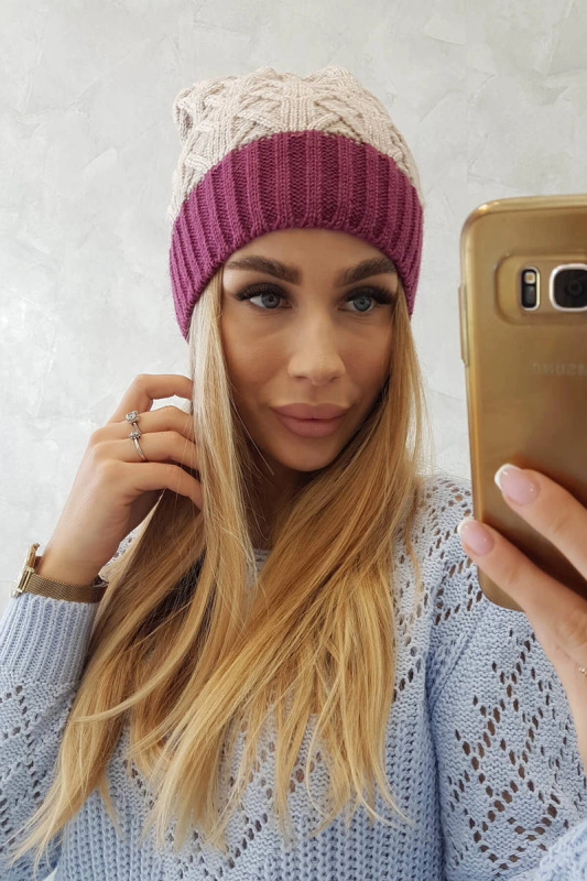 Bibiana fleecová čepice K264 černá+béžová UNI