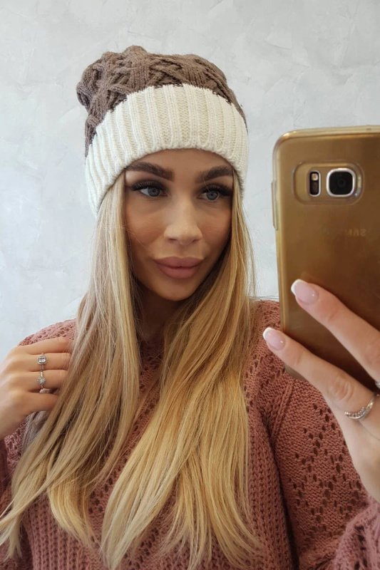 Fleecová čepice Bibiana K264 ecru+mocca UNI