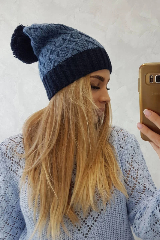 Bibiana fleecová čepice K264 navy blue+jeans UNI