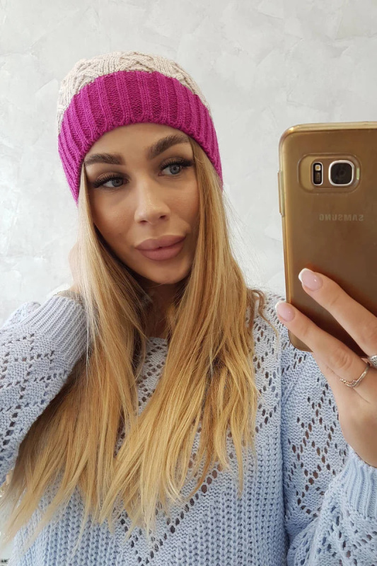Fleecová čepice Bibiana K264 světle fialová+světle béžová UNI