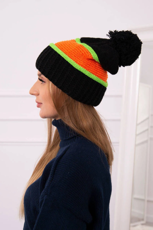 Dámská čepice Kinga K297 black+orange+green neon UNI