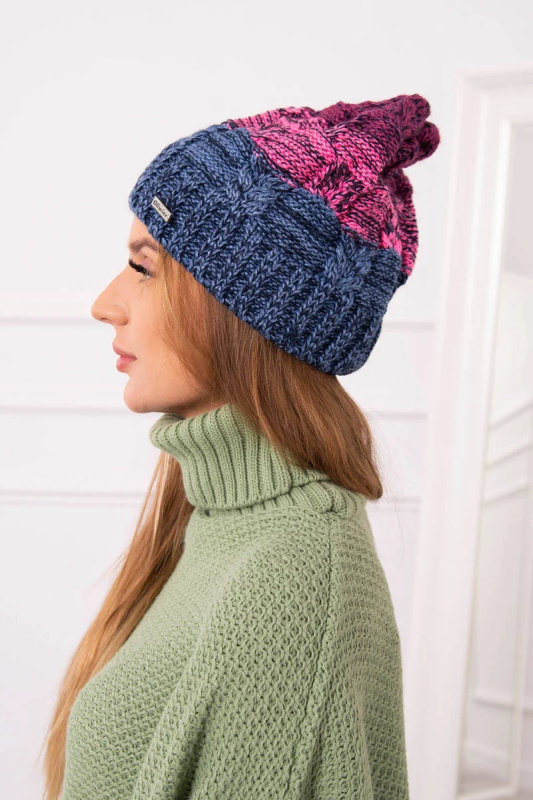 Fleecová čepice Dolores K303 denim+růžová+tmavě fialová UNI