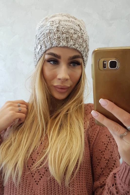 Fleecová čepice Dolores K303 hnědá+světle béžová+tmavě béžová UNI