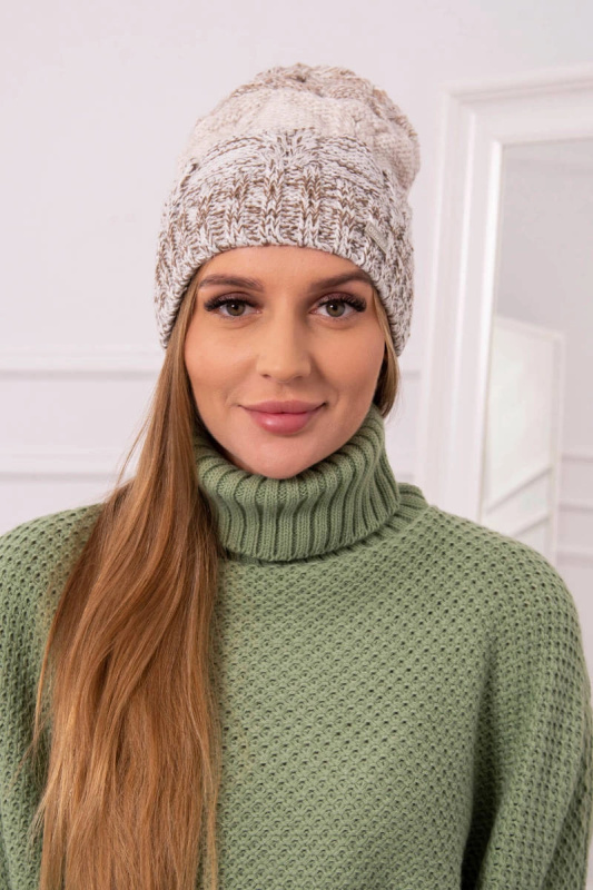 Fleecová čepice Dolores K303 hnědá+světle béžová+tmavě béžová UNI