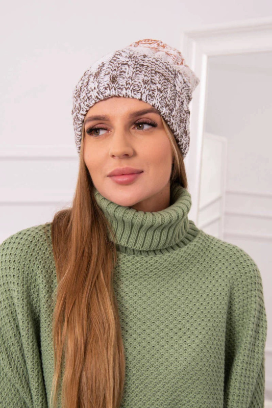 Fleecová čepice Dolores K303 hnědá+bílá+červená UNI