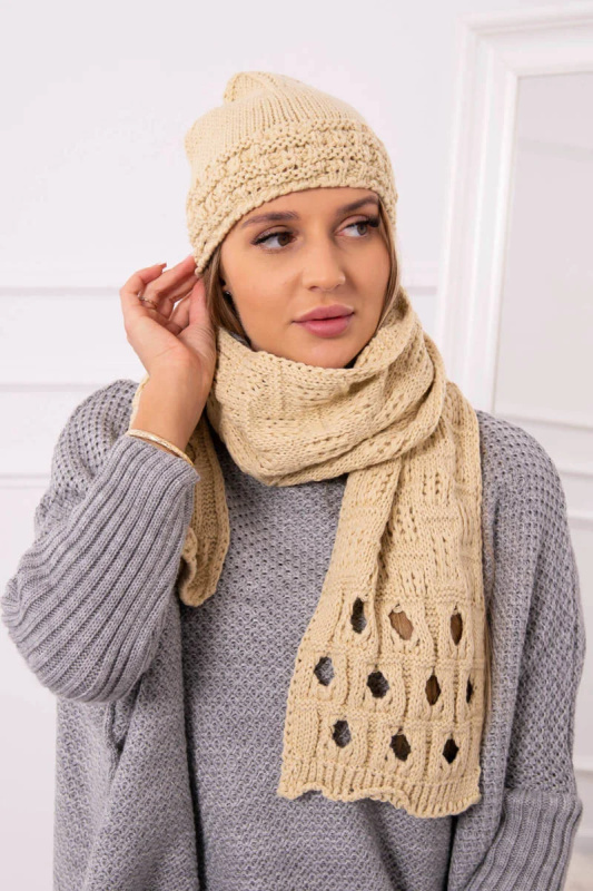 Dámská souprava se šálou Maja K327 beige UNI