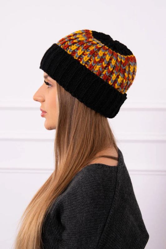 Dámská čepice Iris K348 black+mustard UNI