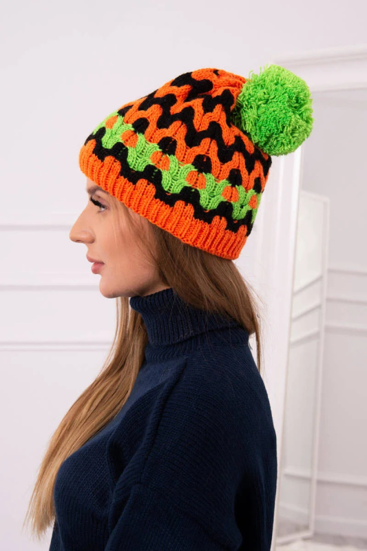 Dámská čepice Laila K283 orange neon+black+green neon UNI