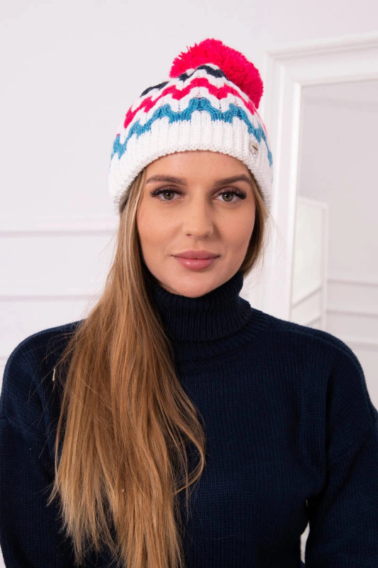 Dámská čepice Laila K283 white+fuchsia UNI