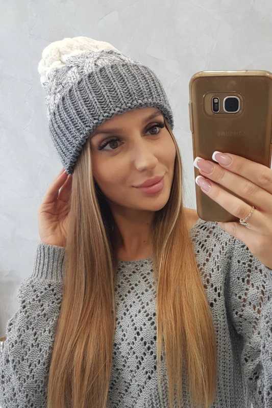 Dámská čepice Samara K346 šedá+bílá UNI
