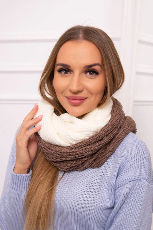 KN14 Dámský dvoubarevný čepec mocca+ecru UNI