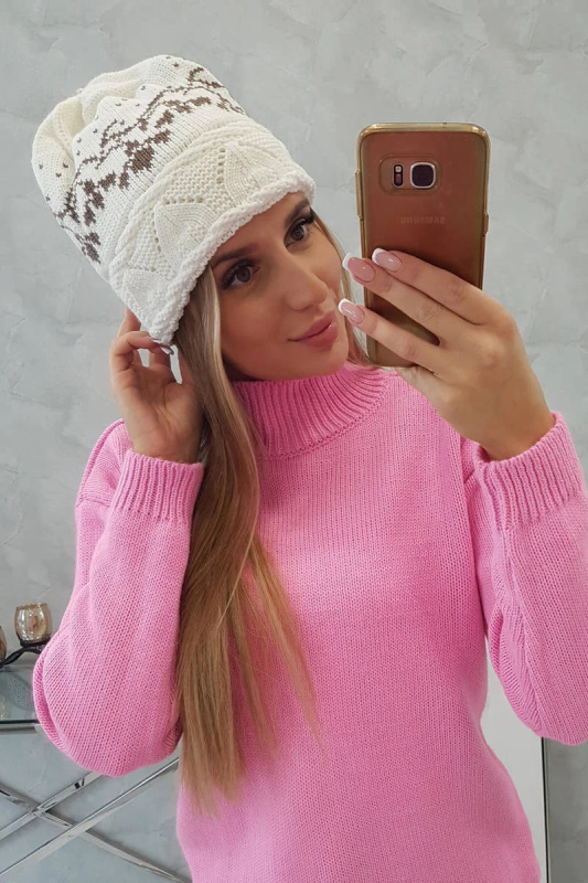 Dámská čepice Kira K374 ecru+brown UNI