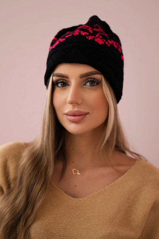Dámská čepice Kira K374 black+pink UNI