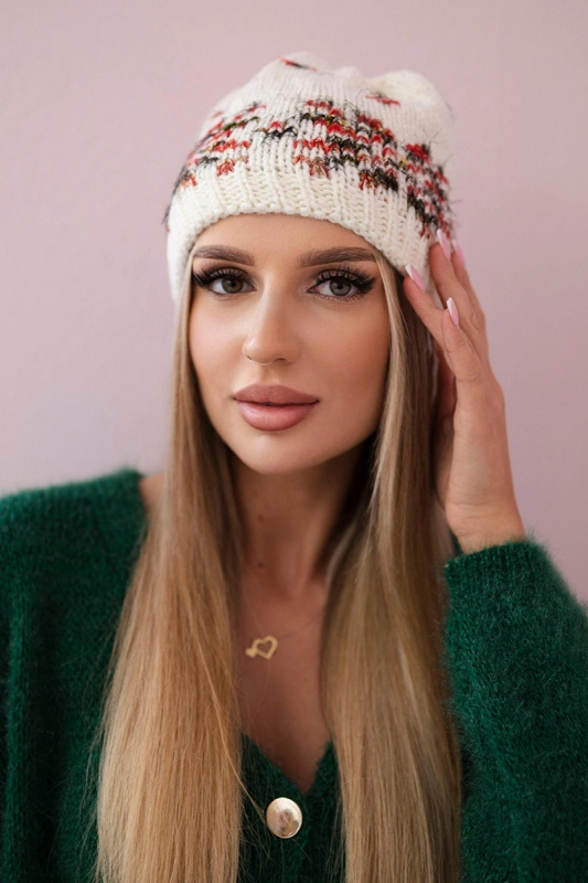 Dámská čepice Florence K350 ecru+red UNI