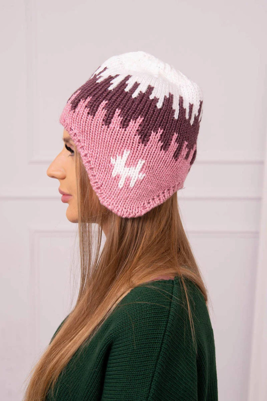 Dámská čepice Nikol K405 white+bordeaux+pink UNI