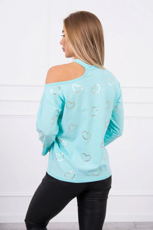 Kesi Halenka Heart s potiskem Barva: Tyrkysová, Velikost: UNI