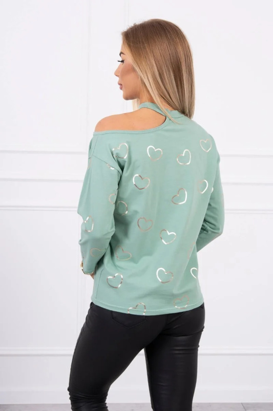 Kesi Halenka Heart s potiskem Barva: Zelená, Velikost: UNI