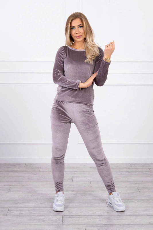 Kesi Velurová souprava se záhyby na zadní straně velbloudí barvy Barva: Šedá, Velikost: UNI