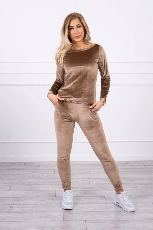 Kesi Velurová souprava se záhyby na zadní straně velbloudí barvy Barva: Hnědá, Velikost: UNI