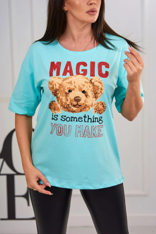 Kesi Kouzelná halenka s potiskem Barva: Modrá - světle, Velikost: UNI