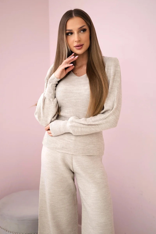 Kesi Dámská žebrovaná souprava Ezzy Barva: Béžová - tmavě, Velikost: UNI