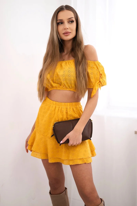 Kesi Vyšívaná sada Audra - sukně + top Barva: Žlutá, Velikost: UNI