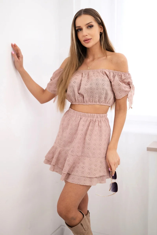 Kesi Vyšívaná sada Audra - sukně + top Barva: Béžová - tmavě, Velikost: UNI