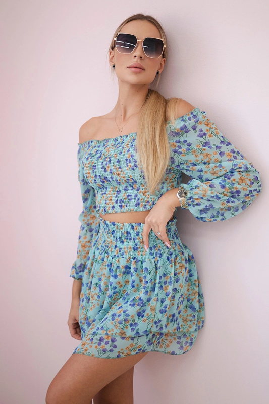 Kesi Dámská sada Amara - top + sukně Barva: Tyrkysová, Velikost: UNI