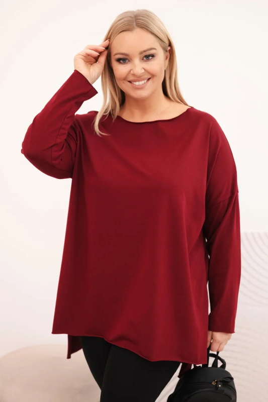 Asymetrická dámská halenka Plus Size bordó