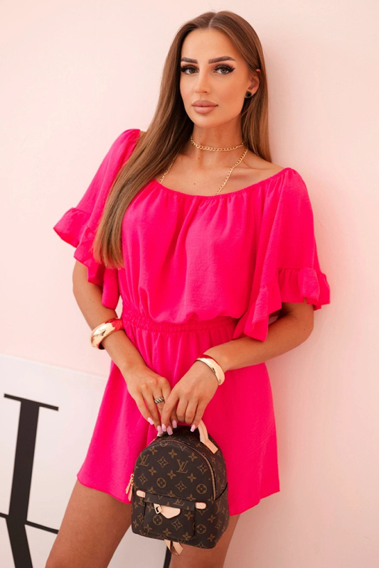 Kesi Dámský bavlněný overal bez rukávů s vázáním v pase ecru