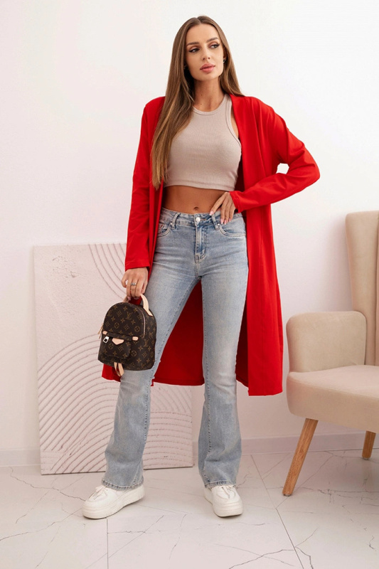 Dámský bavlněný cardigan červený