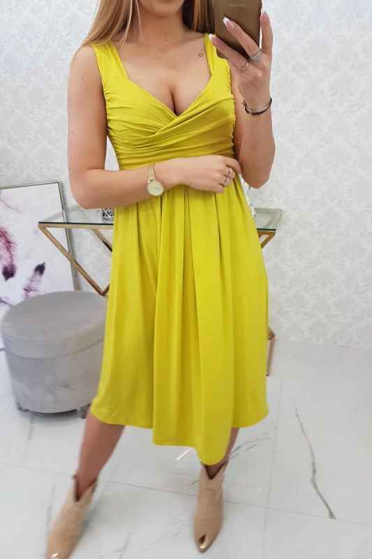 Kesi Šaty 61063 se širokými ramínky Barva: Žlutá, Velikost: 3XL