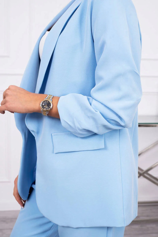 Elegantní souprava saka a kalhot modré barvy UNI