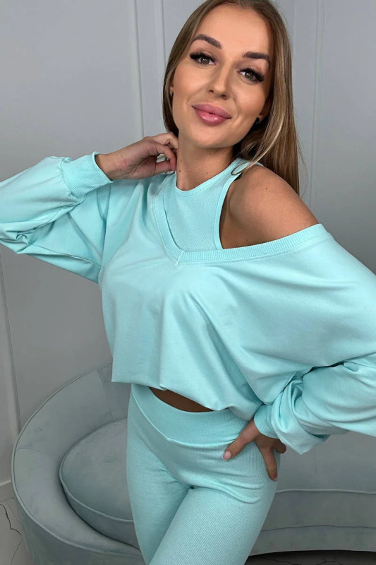 Kesi Dámská souprava Evie - mikina + top + legíny Barva: Tyrkysová, Velikost: UNI