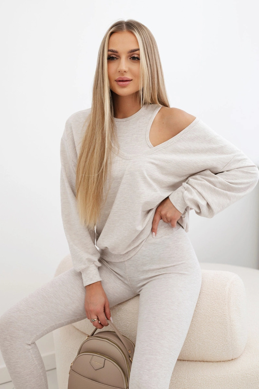 Kesi Dámská souprava Evie - mikina + top + legíny Barva: Šedá - světle, Velikost: UNI