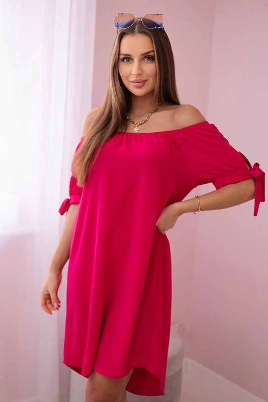 Kesi Šaty 3320 svázané na rukávech Barva: Červená, Velikost: UNI