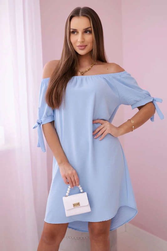 Kesi Šaty 3320 svázané na rukávech Barva: Modrá, Velikost: UNI