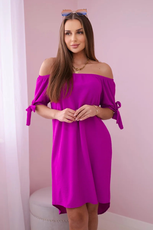 Kesi Šaty 3320 svázané na rukávech Barva: Fialová, Velikost: UNI