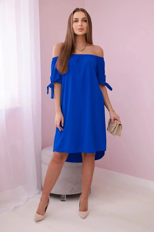 Kesi Šaty 3320 svázané na rukávech Barva: Modrá - tmavě, Velikost: UNI