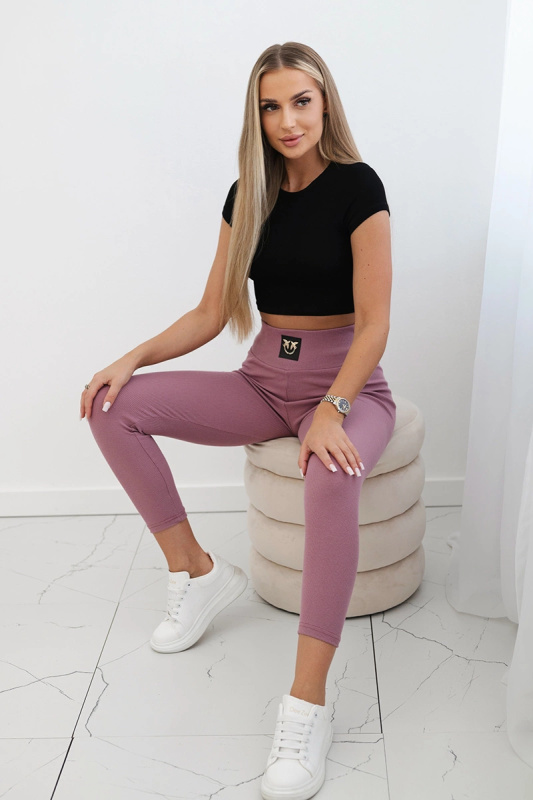 Kesi Pruhované legíny Ginger s vysokým pasem Barva: Růžová, Velikost: UNI