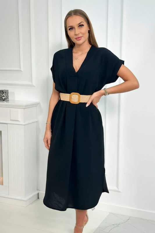 Kesi Šaty 5904 s páskem Barva: Černá, Velikost: UNI