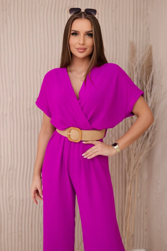 Kesi Kombinéza s ozdobným páskem v pase Dora Barva: Fialová, Velikost: UNI