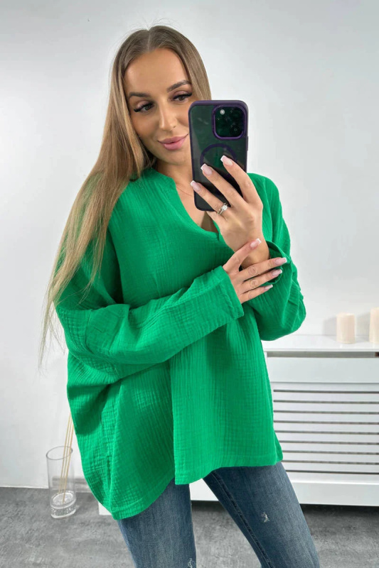 Kesi Mušelínová halenka Celeste s ohrnutými rukávy Barva: Zelená, Velikost: UNI