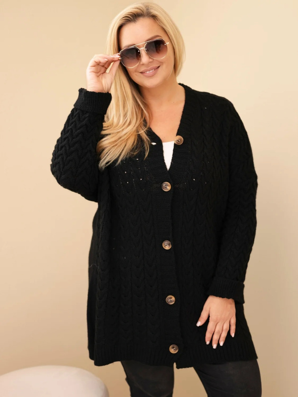 Kesi Dámský svetr Plus Size 26090 Barva: Černá, Velikost: UNI