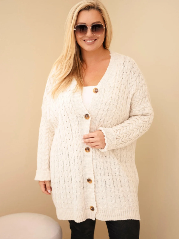 Kesi Dámský svetr Plus Size 26090 Barva: Smetanová, Velikost: UNI